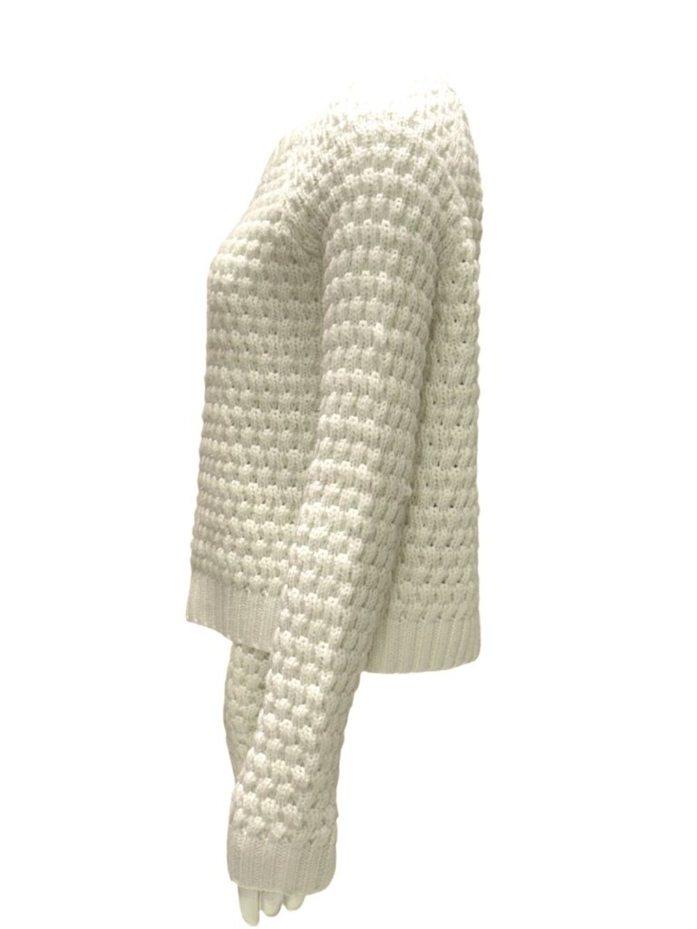 Forever 21 Size Medium White Waffle Knit Crop Top Casual Lounge Wear Cozy Vibe - Picture 2 of 9